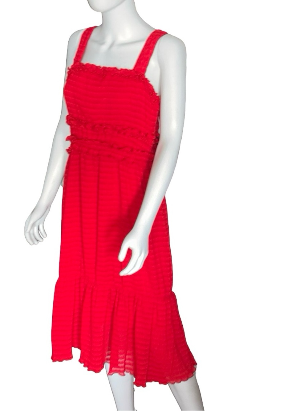 Endless Rose Red Smocked Ruffle Tiered Midi Dress Medium NWT Coquette Cocktail